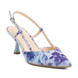 Nine West Floral Blue Slingback Heels